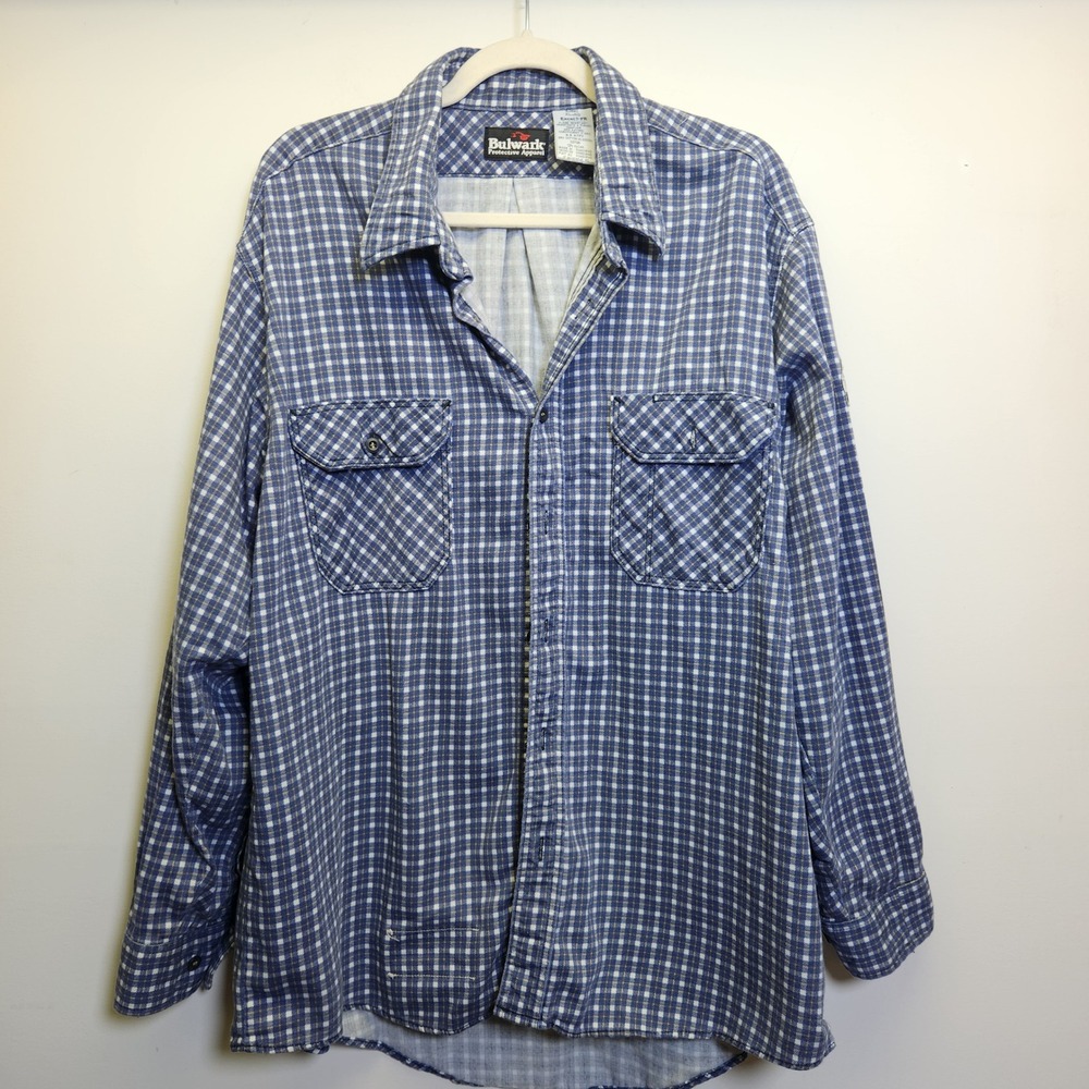 Bulwark Protective Apparel Flame Resistant FR Plaid Button Up Shirt XL CAT2 2112